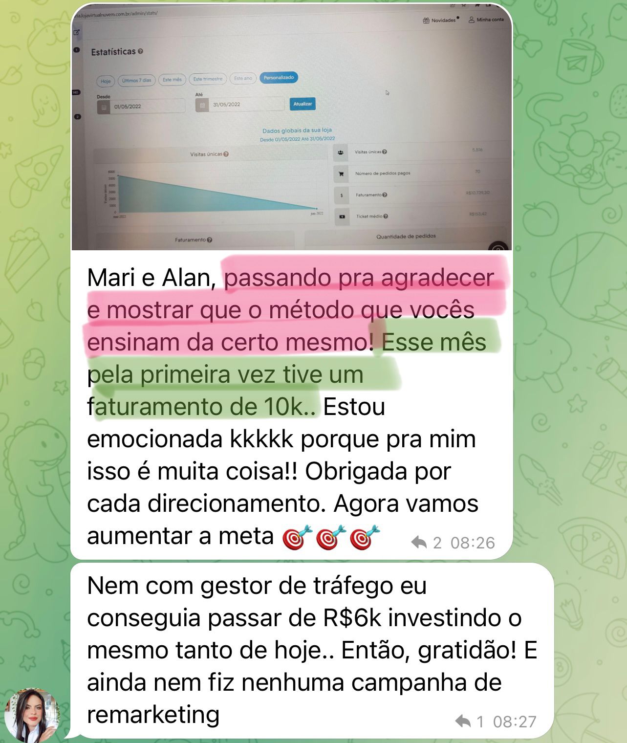 Depoimento de aluna 1